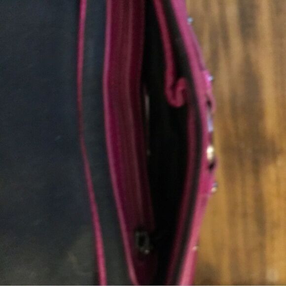 BOTKIER GORGEOUS STUDDED GUN METAL PLUM PURPLE CLUTCH BAG - Picture 4 of 10